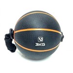 Medicine Ball com Corda - 3kg - Preto e Laranja