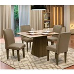 Mesa para Sala de Jantar com 4 Cadeiras Florença – Dôbue - Castanho / Bege / Mascavo