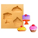 Molde de Silicone para Biscuit Casa da Arte - Modelo: Mini Cupcake com 3 Unidades 1191
