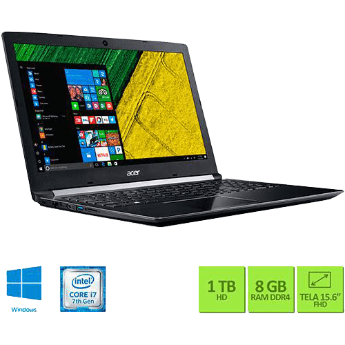 Notebook Acer A515-51G-72DB Intel Core I7 8GB (GeForce 940MX com 2GB) 1TB Tela LED 15.6" Windows 10 - Cinza Escuro