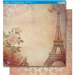 Página para Scrapbook Dupla Face Litoarte 30,5 X 30,5 Cm - Modelo Sd-060 Torre Eiffel Feminino