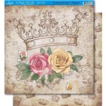 Página para Scrapbook Dupla Face Litoarte 30,5 X 30,5 Cm - Modelo Sd-359 Coroa e Rosas/Coroas