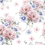 Papel de Parede Adesivo Flores Rosa e Azul 2,70x0,57m