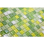 Pastilha de Vidro com Pedras Naturais e Metais TS404, Verde, Amarelo e Branco 30x30