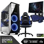 PC Gamer Completo ICOY5032037079655 Intel I3-8100 8GB (GeForce GTX 1050 2GB)1TB + Cadeira Gamer Blue