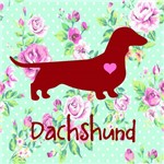 Placa de Decoração Floral Dachshund