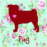 Placa de Decoração Floral Pug