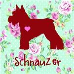 Placa de Decoração Floral Schnauzer