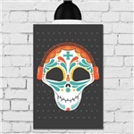 Placa Decorativa MDF Caveira Mexicana com Fone de Ouvido