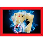 Placa Decorativa Mod. Poker com Moldura Vermelho 22x32cm - At.home