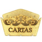 Porta Cartas e Chaves Vazado Floral de Mdf Madeira Crua - Tamanho: 20 X 15 X 5 Cm