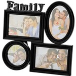 Porta Retrato Preto para 4 Fotos Family Prestige