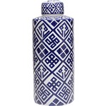 Potiche Ornamental de Cerâmica com Tampa Blue And White Azul - Prestige