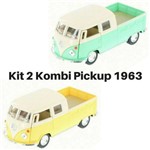 Promoção 2 Carrinhos de Coleção Wolkswagen Kombi Pickup Perua / Combi Ano 1963 Escala 1/34