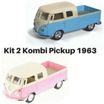 Promoção 2 Miniatura Carro de Coleção Wolkswagen Kombi Pickup Combi Perua Ano 1963 Escala 1/34