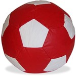 Puff Infantil Big Ball Futebol Courino Vermelho/Branco - Stay Puff