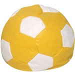 Puff Infantil Bola de Futebol em Courino - Amarelo e Branco - Stay Puff
