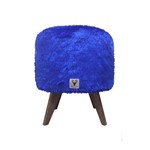 Puff Pé Palito Redondo Alce Couch Pelinho Pelucia Azul 40cm