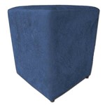 Puff Quadrado Azul Decorativo Suede Madeira Eucalipto Reforçado Estofado Espuma D23 - 42x32