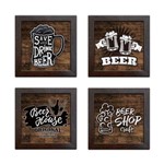 Quadro Decorativo com Moldura Cerveja Bebidas - Kit de 5