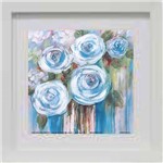 Quadro Floral Rosas Azul com Vidro 22x22cm - Kapos