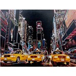 Quadro Tela Impressa com Leds New York 3 Táxis Amarelos 60x80x3cm - Fullway