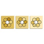Quadros Decorativos Tela Impressa Canvas Flores Amarela - Conjunto com 3 Quadros 40 X 40 Cm