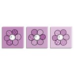 Quadros Decorativos Tela Impressa Canvas Flores Rosa - Conjunto com 3 Quadros 40 X 40 Cm