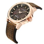 Relógio Masculino Curren Luxo Pulseira em Couro Aço Inox