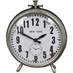 Relógio Mesa Metal Prata New York Grande Goodsbr 55x47x14cm
