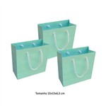Sacola de Papel Pequena (15x15x6,5 Cm) Azul Tiffany - 10 Unidades