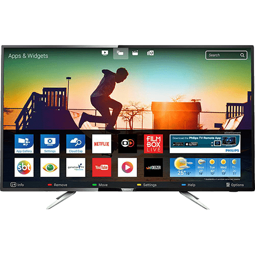 Smart TV LED 43" Philips 43PUG6102/78 Ultra HD 4k com Conversor Digital 4 HDMI 2 USB Wi-Fi 60hz Preta