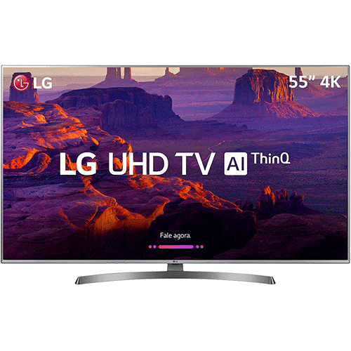Smart TV LED LG 55" 55UK6530 Ultra HD 4k com Conversor Digital 4 HDMI 2 USB Wi-Fi Dts Virtual X Sound Sync 60Hz Inteligencia Artificial - Prata