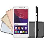 Smartphone Alcatel PIXI4 5" Metallic Dual Chip Android 6.0 Tela 5" 8GB + 16GB (cartão SD) 4G Câmera 8MP Selfie 5MP Flash Frontal + 4 Capas Metálicas - Prata