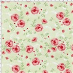 Tecido Estampado para Patchwork - Coleção Romance Floral Romance Verde Chá (0,50x1,40)
