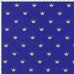 Tecido Estampado para Patchwork - Coroa Dourada Fundo Azul Marinho Cor 03 (0,50x1,40)