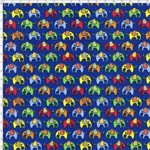 Tecido Estampado para Patchwork - Elefante Colorido Fundo Marinho Cor 02 (0,50x1,40)