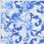 Tecido Estampado para Patchwork - NK001 Mirella Floral Barroco Azul 02 (0,50x1,40)