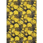 Tecido Jacquard Estampado Floral Amarelo e Preto - 1,40m de Largura