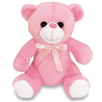 Urso Feliz de Pelúcia Mini Rosa 15 Cm