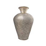 Vaso de Metal Prateado Desenhos Florais- VA0259