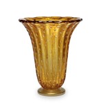 Vaso de Murano Redondo Âmbar com Ouro