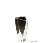 Vaso Triangular Nº 3 Preto com Ouro - Murano - Cristais Cadoro